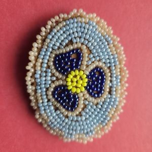 Beautiful Small Native Beaded Floral Barrette